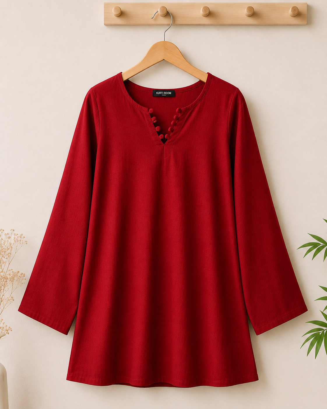 Women’s Stylish Button Detail A-Line Kurti