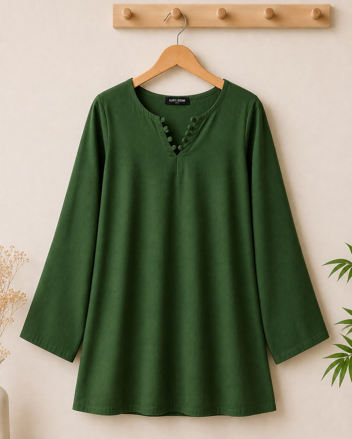 Women’s Stylish Button Detail A-Line Kurti