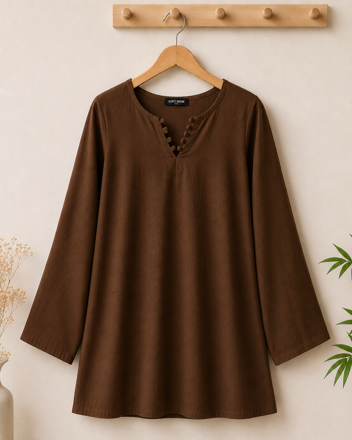 Women’s Stylish Button Detail A-Line Kurti