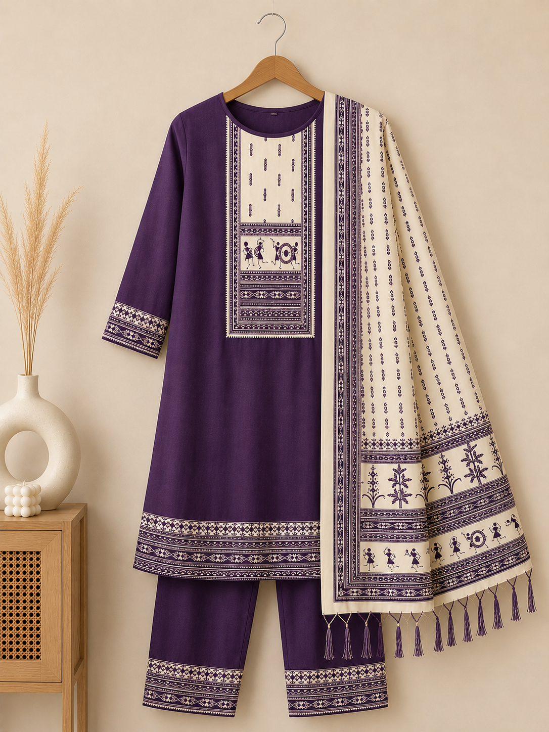 Elegant Printed Ethnic Salwar Suit Set with Dupatta