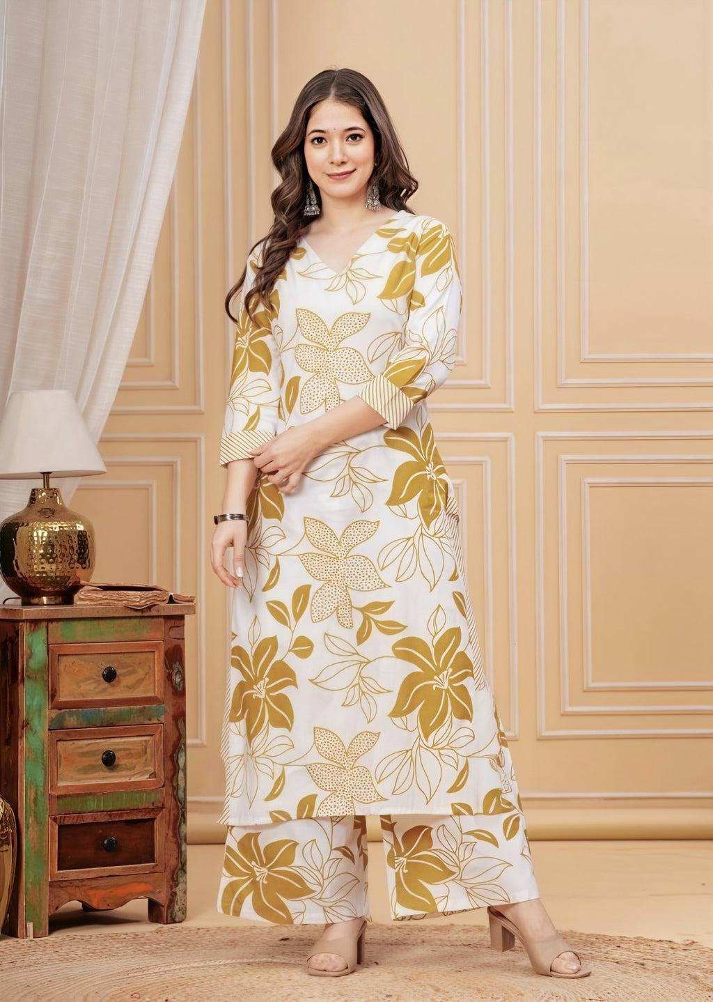 Floral Printed Cotton Cord Set
