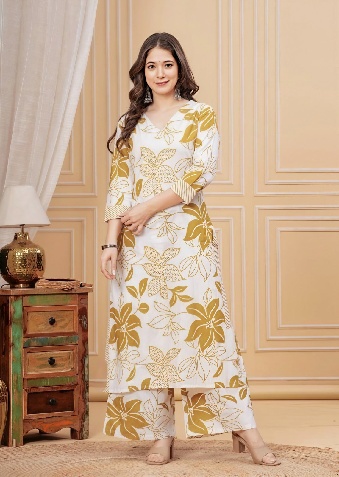 Floral Printed Cotton Cord Set