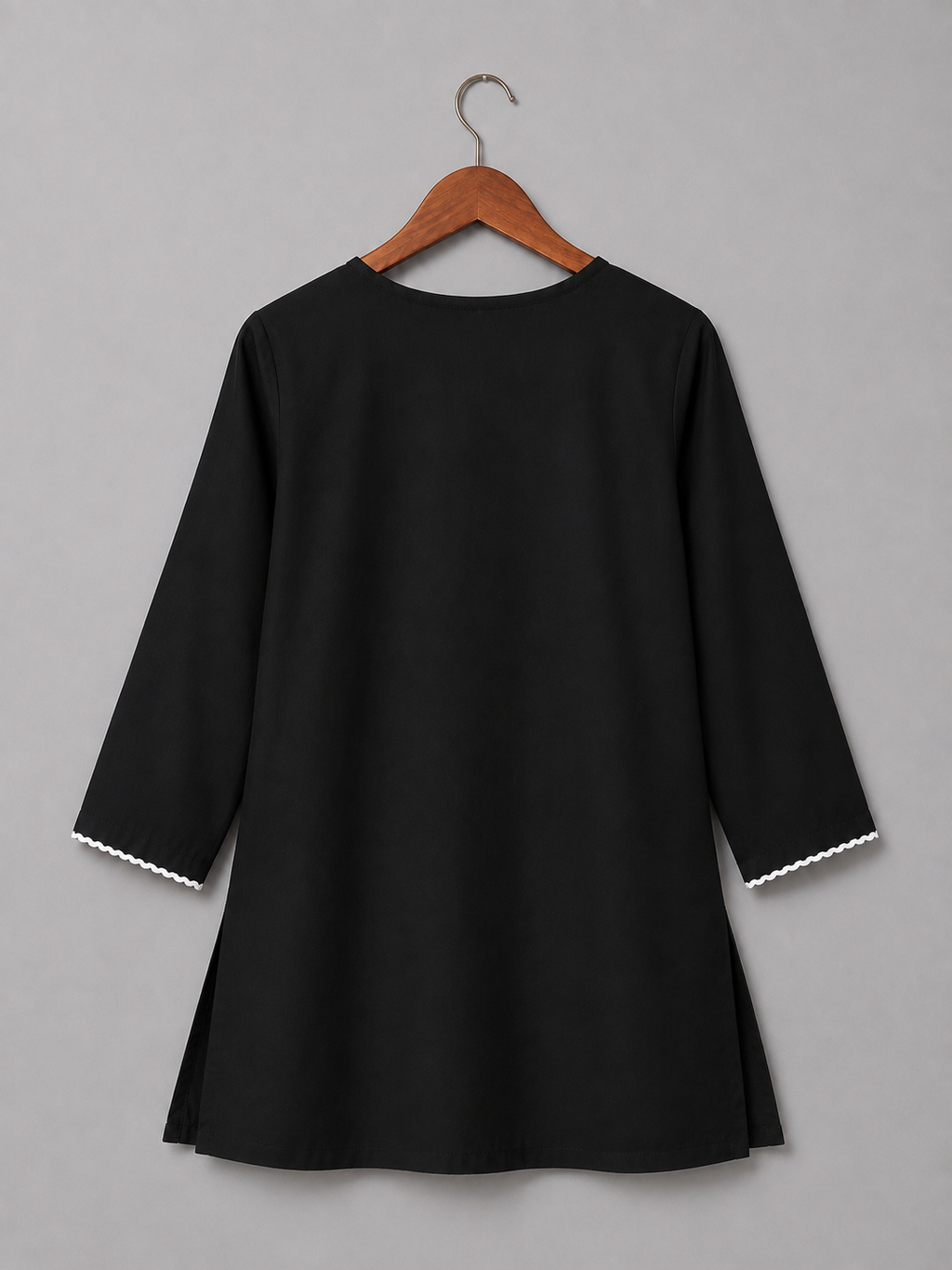 Black Embroidered Cotton Kurti