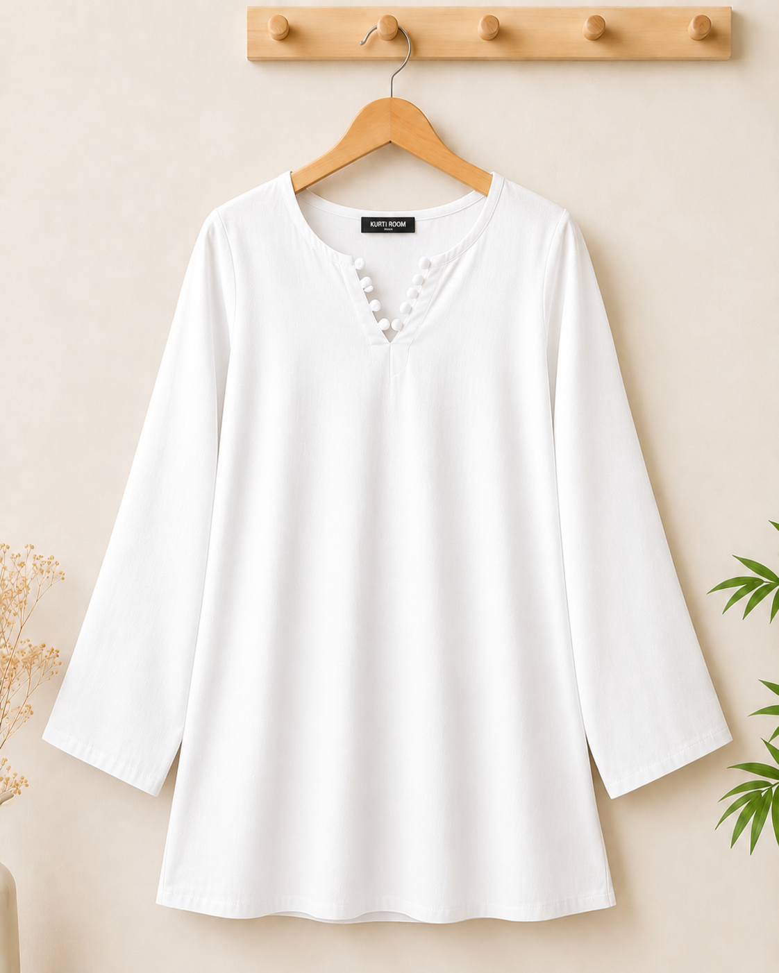 Women’s Stylish Button Detail A-Line Kurti