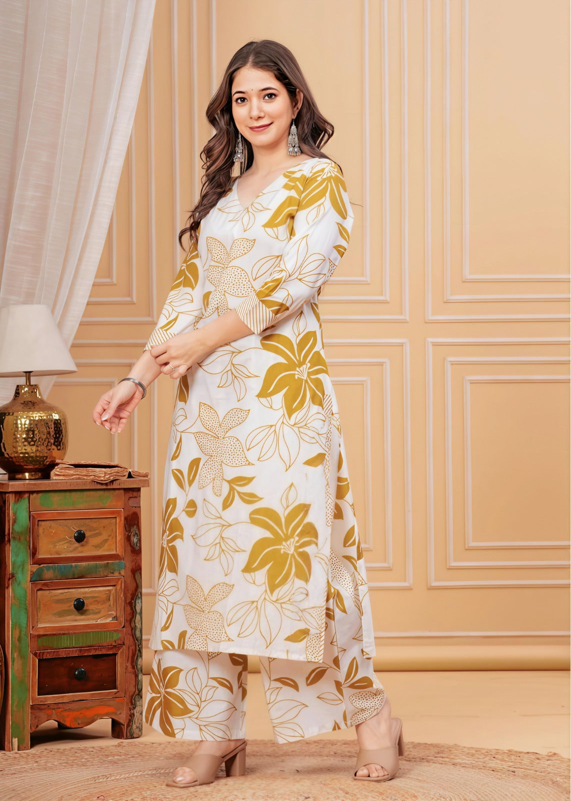 Floral Printed Cotton Cord Set