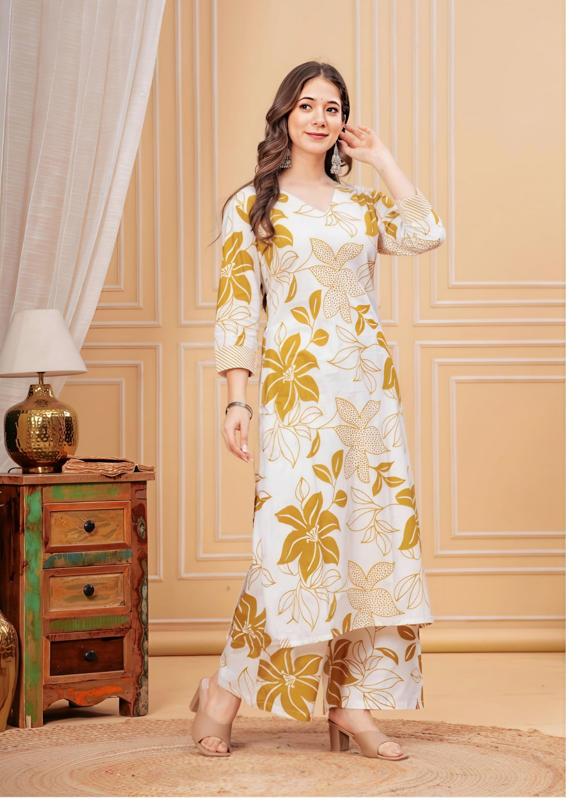 Floral Printed Cotton Cord Set