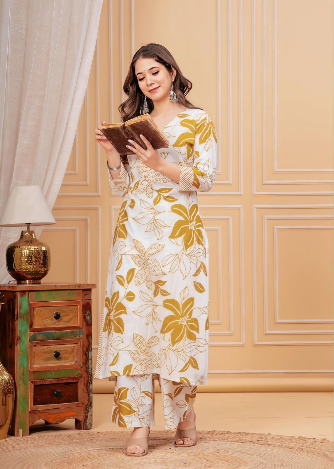 Floral Printed Cotton Cord Set